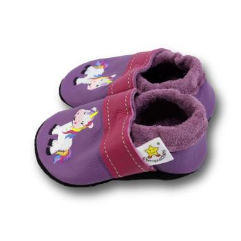 Krabbelschuhe Einhorn auf lila